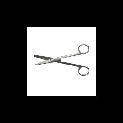 Tesoura de metal prateado com lâminas e alças ovais