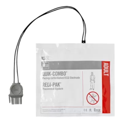 Eletrodo desfibrilhação/ECG QUIK-COMBO REDI-PAK branco com cabo preto