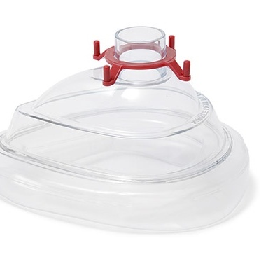 Máscara transparente para oxigénio com suporte vermelho