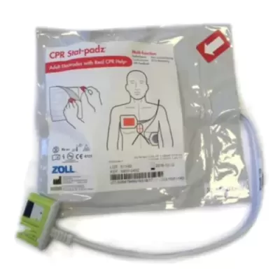 Pacote de CPR Stat-padz para ressuscitação cardíaca em adultos com instruções e conector verde