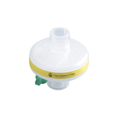 Filtro médico Clear-Guard 3 Filter branco e amarelo com alavanca verde