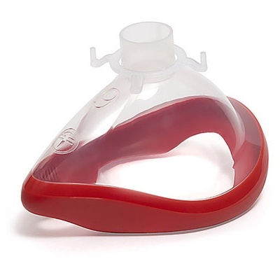 Máscara facial transparente com rebordo vermelho