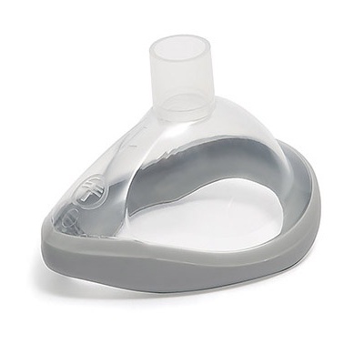 Máscara respiratória transparente com borda cinza