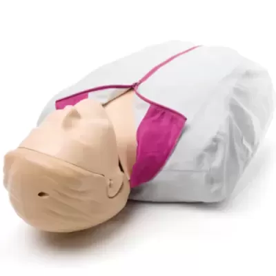 Mannequin torso para treino de RCP com roupa simulada branca e roxa