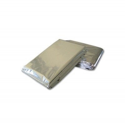 Cobertores térmicos de emergência prateados e finos dobrados