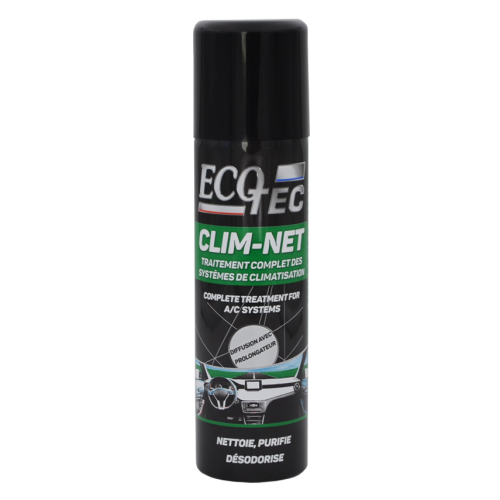 1050 - CLIM-NET TRATAMENTO COMPLETO DE AR CONDICIONADO 125ml Spray ECQ-TEC CLIM-MET para sistemas de climatização em embalagem preta e verde