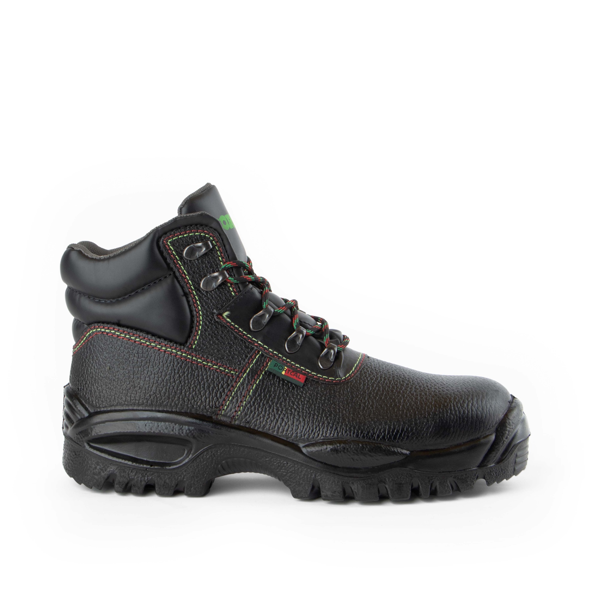 Bota Segurança Portcal Guarda S3 Bota de segurança preta com sola robusta e detalhes coloridos
