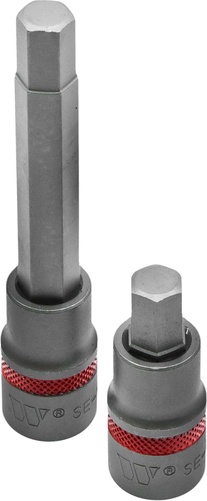 CHAVES DE PONTAS SEXTAVADOS 2pcs Duas soquetes metálicas hexagonais com anel vermelho texturizado