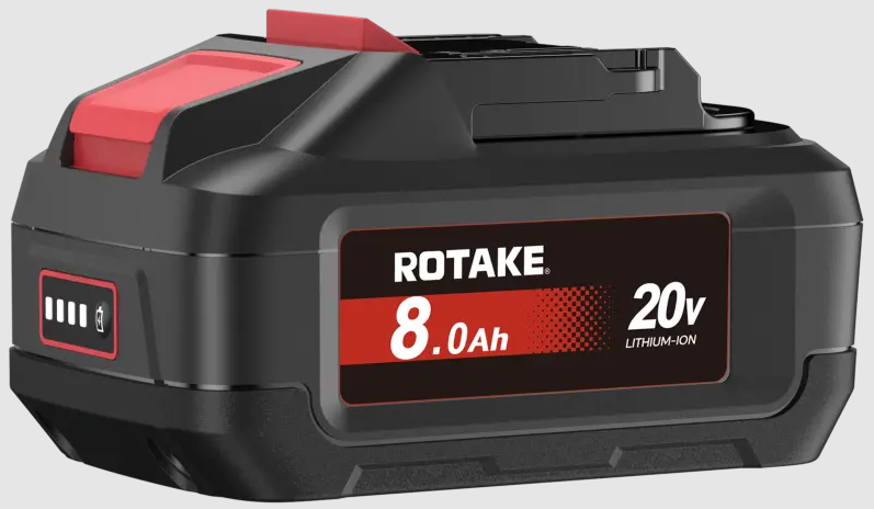 BATERIA 20V 8.0Ah Bateria recarregável ROTAKE 8.0 Ah 20V LITHIUM-ION preta e vermelha