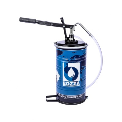 Depósito de lubrificação manual azul com alavanca e bico metálico