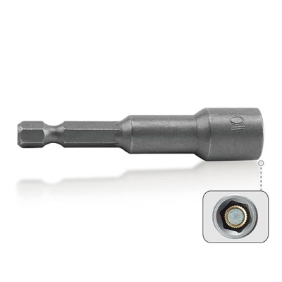 Extensão para chave de fendas metálica cinza com ponta hexagonal e número 10