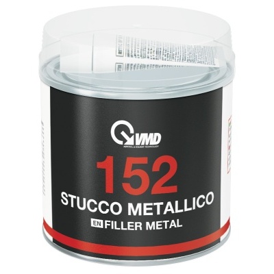 Lata preta e branca de produto Stucoco Metallico 152 com tampa transparente