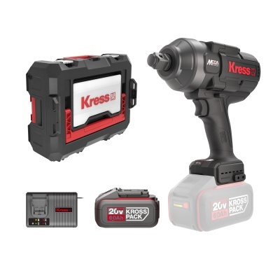 Pistola de impacto elétrica Kress negra vermelha com bateria e estojo