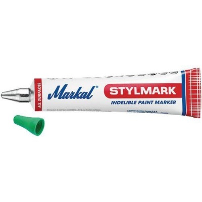 Marcador de tinta Markal STYLMARK em tubo com tampa verde