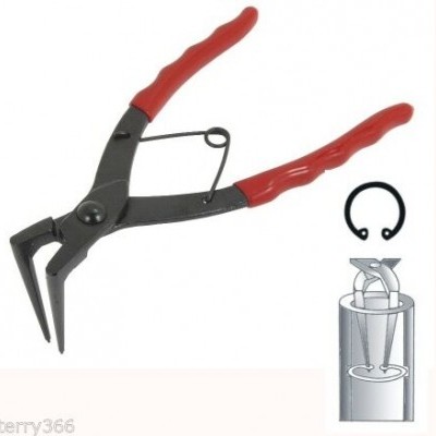 Alicate com cabo vermelho para remoção de anel de segurança