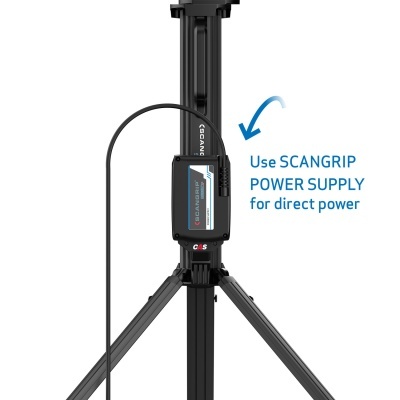 Suporte tripé preto com dispositivo de alimentação SCANGRIP