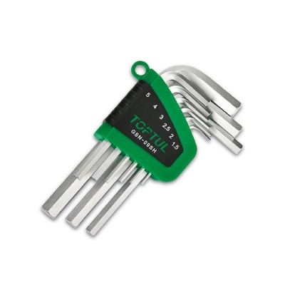 Conjunto de chaves hexagonais Toptul com suporte verde e preto