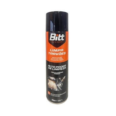 Frasco aerosol spray Bitt Limpa Travões preto e laranja 500ml