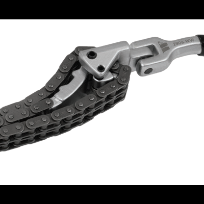 Ferramenta com alavanca preta e corrente metálica preta e cinzenta