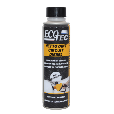 Frasco de limpador de circuito diesel ECO TEC com etiqueta preta e amarela
