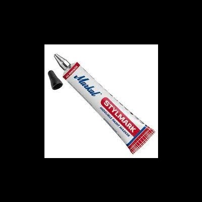 Tubo de marcador de tinta branca Styrlmark Muhaf com tampa preta