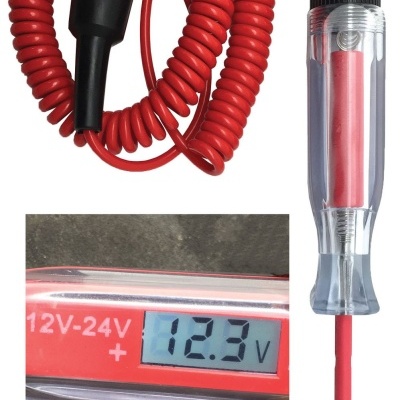 Ferramenta elétrica com cabo vermelho e visor digital