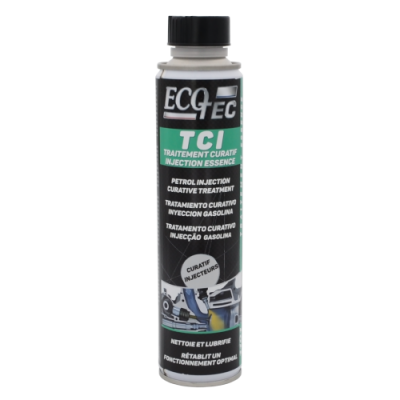 Frasco de tratamento para injeção de gasolina ECCOTEC com rótulo preto e verde