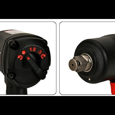 Pistão de impacto pneumático preto com seletor rotativo numerado e detalhes vermelhos