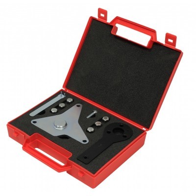 Conjunto de ferramentas em mala vermelha com interior em espuma preta