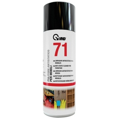 Spray de limpeza VMD com tampa preta e corpo branco e número 71