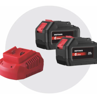 Acumuladores de bateria ROTAKE 6.0AH 20V e carregador vermelho