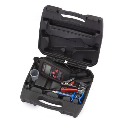 Estojo preto com medidor digital e ferramentas em plástico