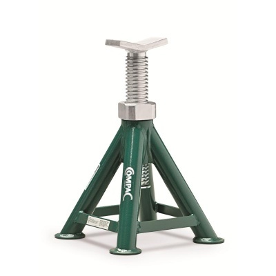 Cavalete metálico verde com rosca e base triangular