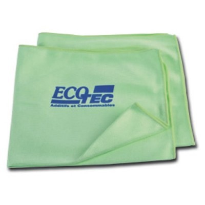 Pano de limpeza verde claro com texto azul ECO TEC