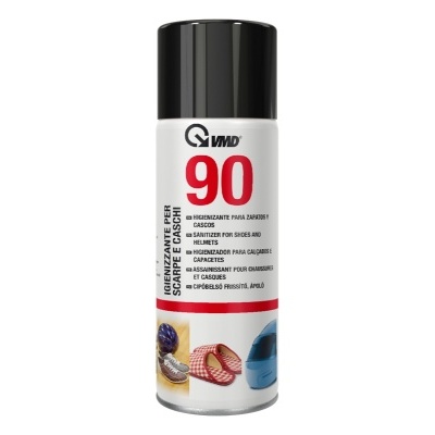 Spray impermeabilizante para sapatos QVMD 90 em embalagem branca com tampa preta