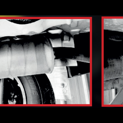 Componentes mecânicos do sistema de suspensão de veículo visto por baixo