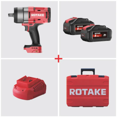 Ferramenta elétrica ROTAKE com baterias, carregador e mala vermelha