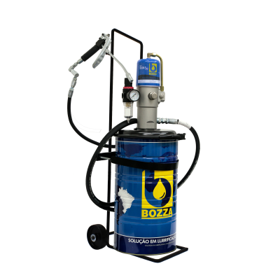 Sistema de lubrificação portátil com tambor azul e mangueiras