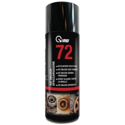 Frasco spray anti-corrosivo VMD 72 preto com texto vermelho e branco