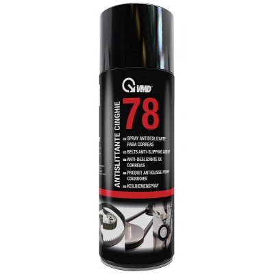 frasco de spray anti-derrapante para correias MVD preto com texto branco e vermelho
