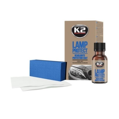 Produto K2 Lamp Protect com esponja e panos para proteção de faróis