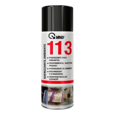 Spray higienizante para ambientes QVMID 113 em embalagem branca com tampa preta
