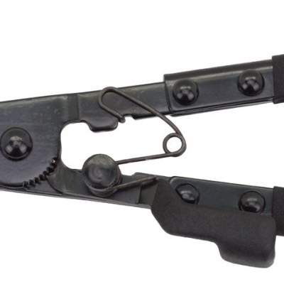 Alicate metálico preto com punhos emborrachados e texto WELZH no punho