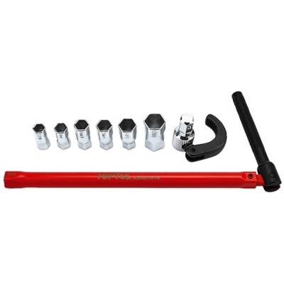 Conjunto de chaves de cubo e alavanca vermelha com cabo preto