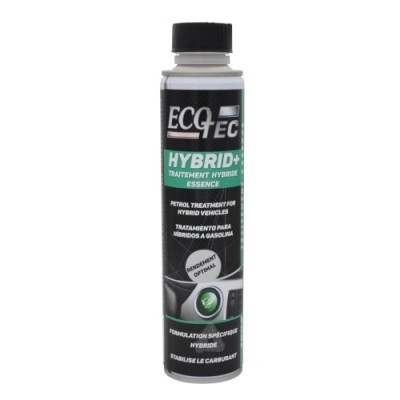 Frasco ECOTEC HYBRID+ tratamento para veículos híbridos com rótulo preto, verde e branco