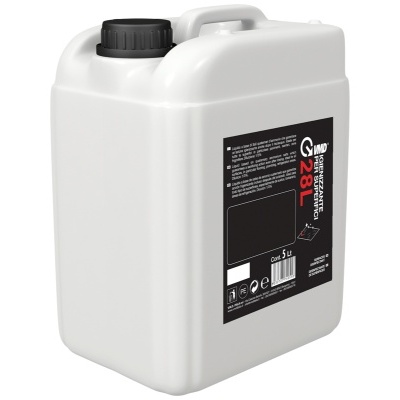 Recipiente plástico branco 28L com tampa preta e etiqueta preta com texto branco e vermelho