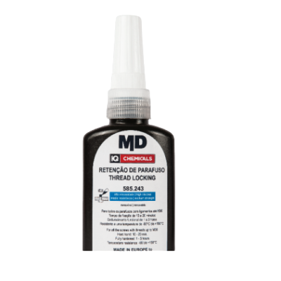 Frasco preto de retenção de parafuso MD Q CHEMICALS com tampa branca