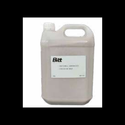 Recipiente plástico de 5 litros com líquido bege e rótulo 'Bitt MISTURA COMPLETA PARA LAMINADOS'