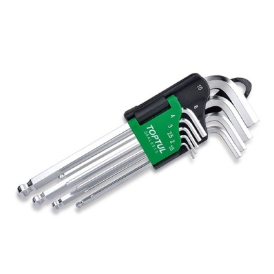 Conjunto de chaves Allen Toptul em aço com suporte verde e preto