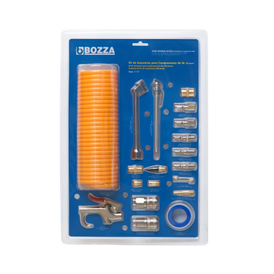 Kit acessórios compressores ar 30 peças Bozza com tubo laranja e peças metálicas